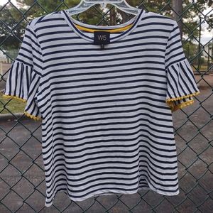 W5 Navy & White Stripes|Surf Ruffle Sleeves| Sz:M